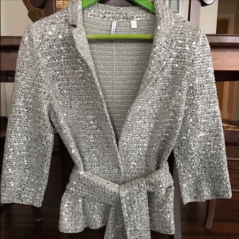 IISLI Silver sequined tie jacket size 4